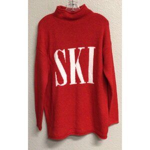 Cupcakes And Cashmere Red Ski Mock Neck Sweater Women’s Size Medium